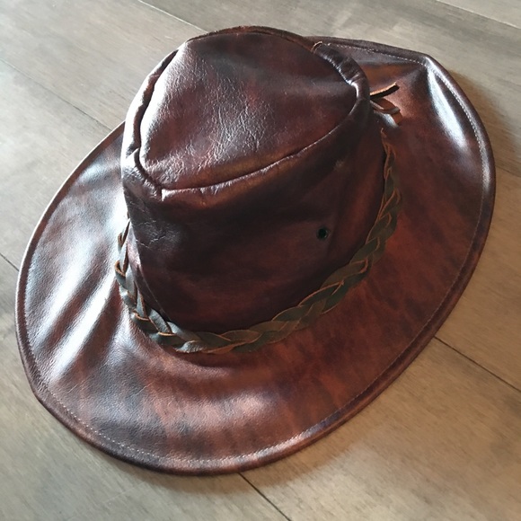 Leather crushable outback hat  L/58-59cm (23”) mint condition - Picture 2 of 5